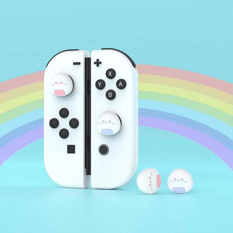 playvital Onigiri Joystick Caps for Nintendo Switch, Thumbstick Grips for Switch Lite, Analog Cover for OLED Joycon Thumb Grip Caps - Light Violet & Pink - Image 5
